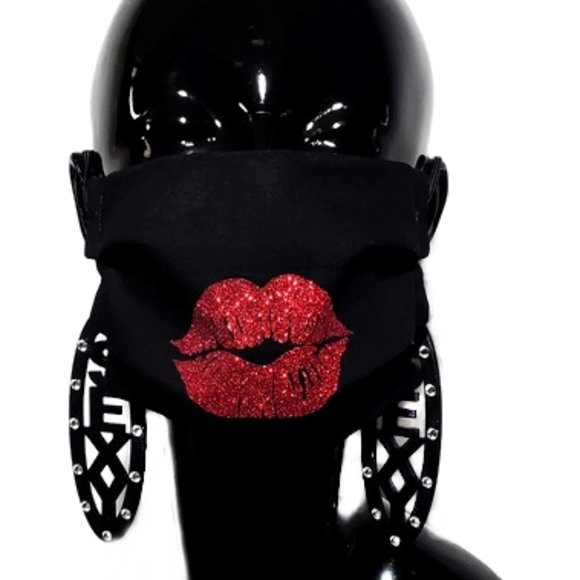 Sexy Red Lips Handmade Cotton Face Mask,Reuse/Wsh - Picture 4 of 7